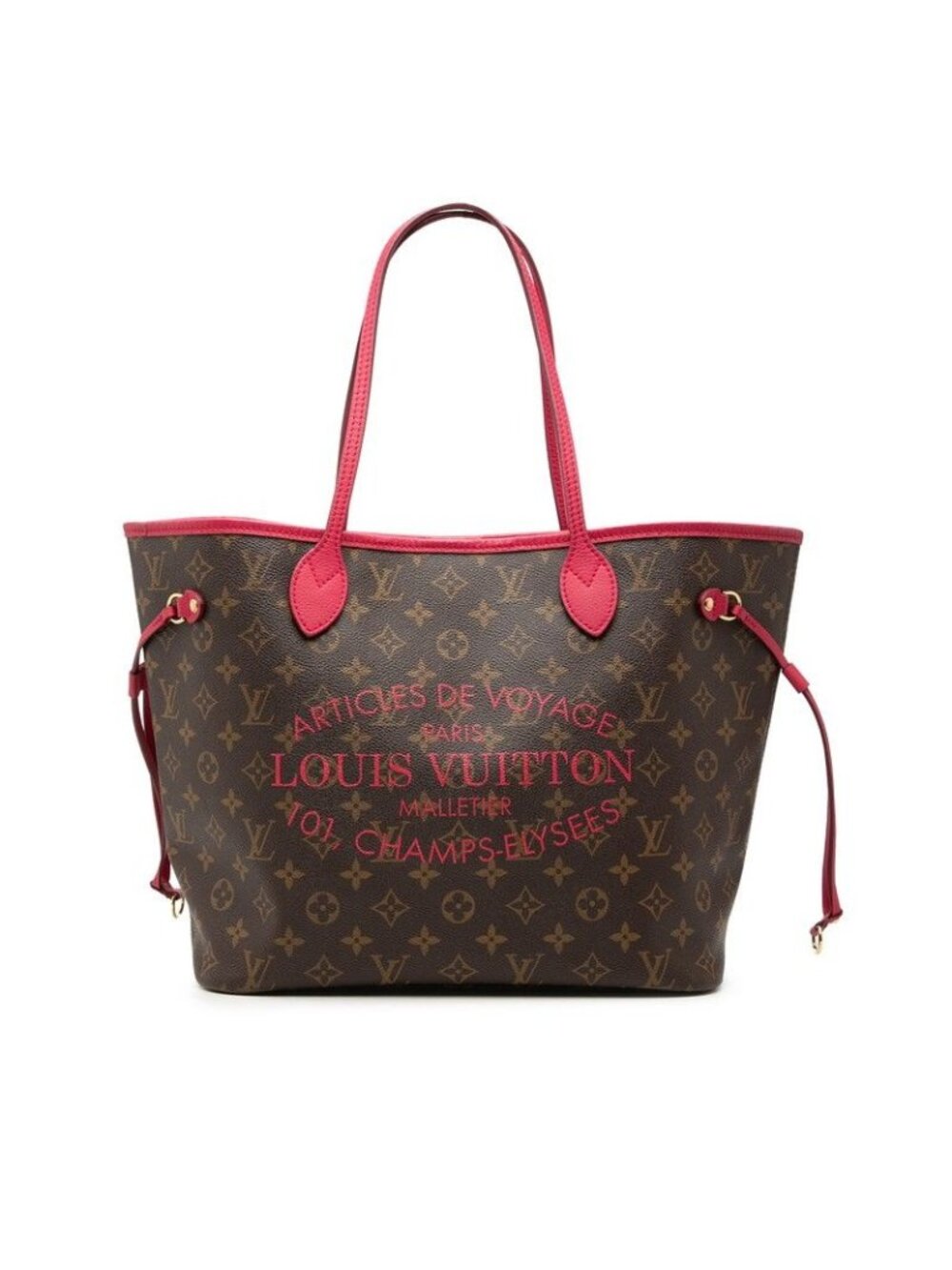 Louis Vuitton Monogram Ikat Flower Neverfull MM Tote Shoulder Bag Brown Rose